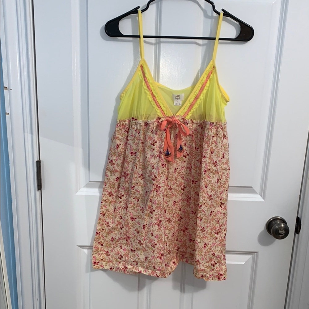 Free People L Yellow and Pink Flowered Sleep Shirt